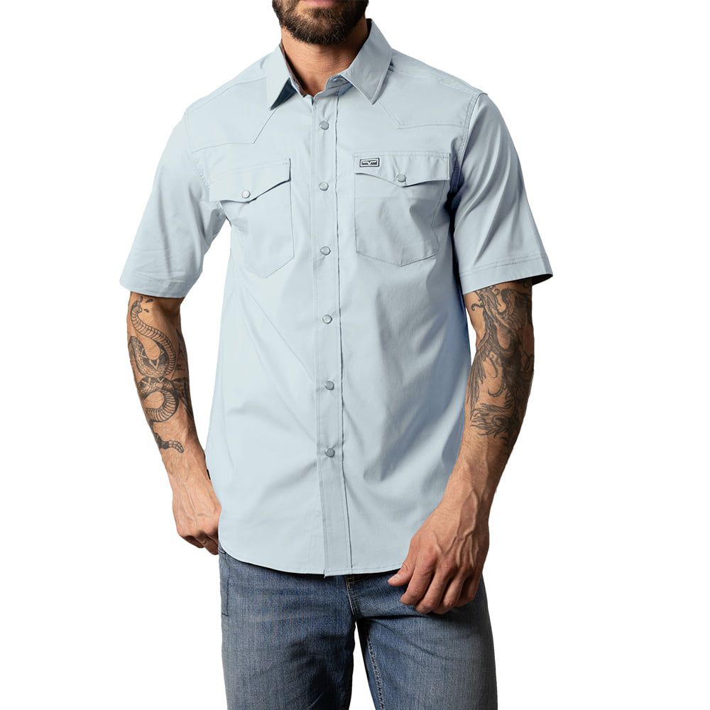 Kimes Ranch Apparel Kimes Ranch Rio Short Sleeve Snap Shirt in Light Blue