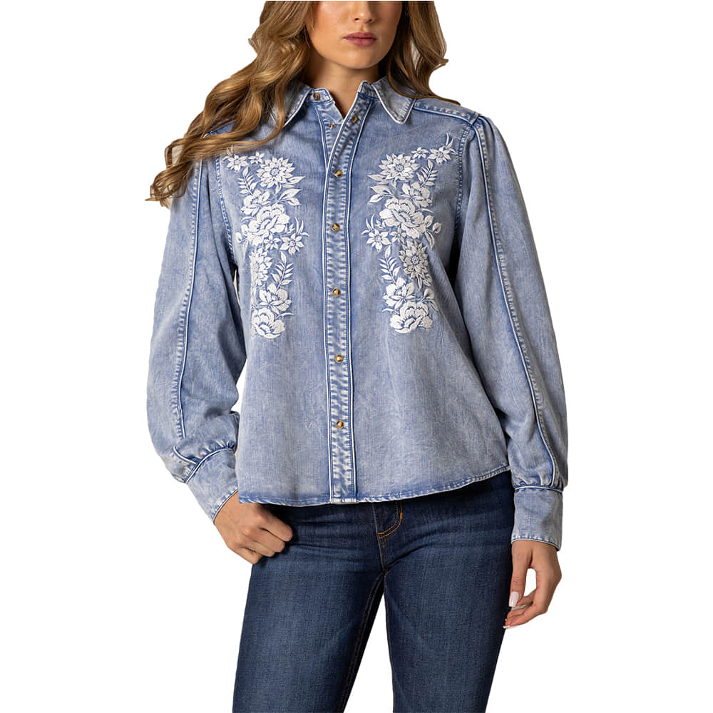 Kimes Ranch Apparel Kimes Ranch Women's Mae Long Sleeve Snap Shirt in Indigo
