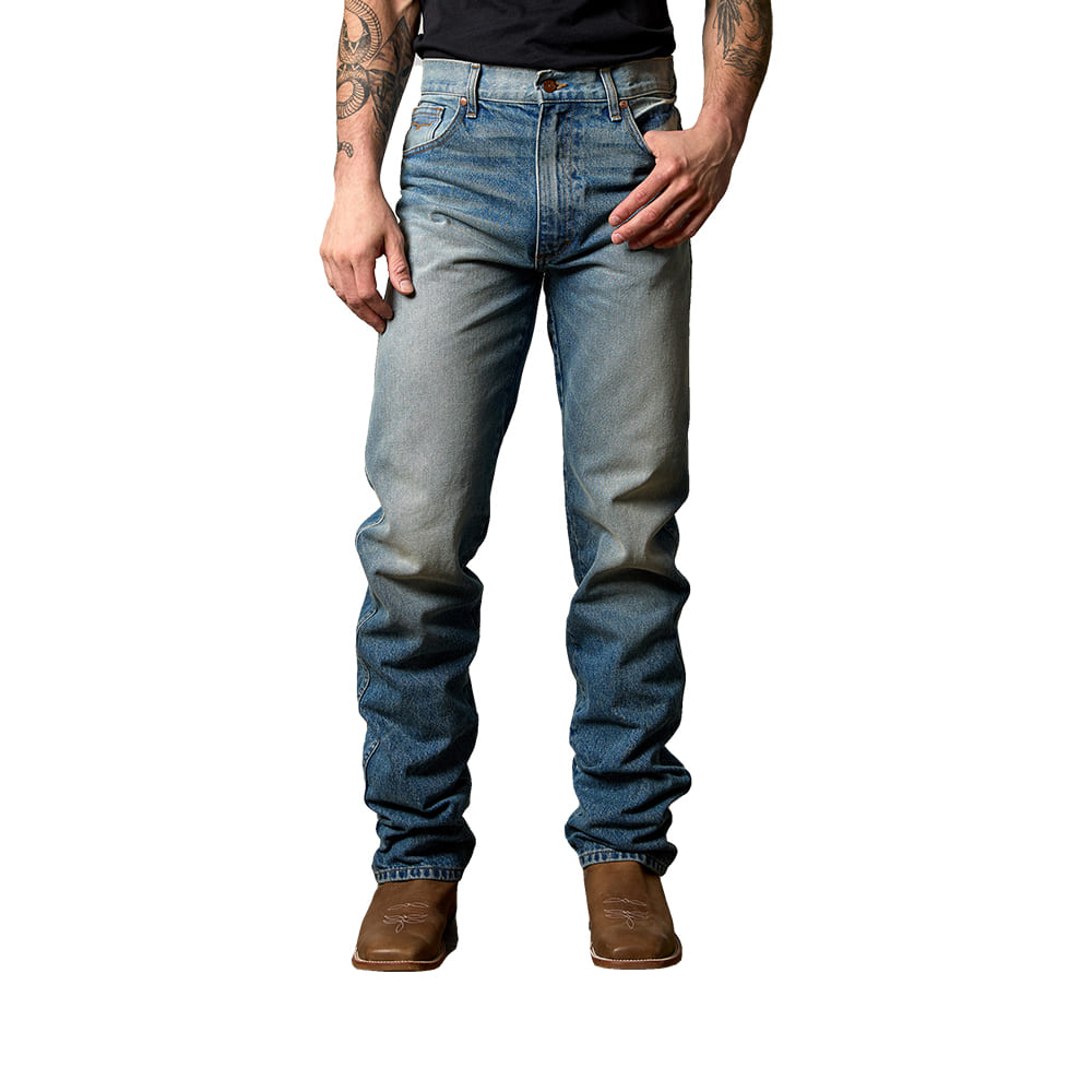 Kimes Ranch Apparel MENS LIGHT WASH MID RISE SLIM FIT BOOTCUT