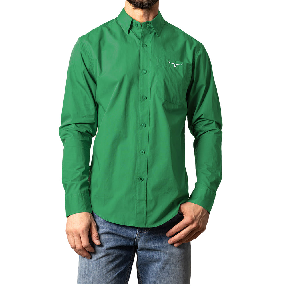 Kimes Ranch Apparel MENS TEAM LONG SLEEVE BUTTON DOWN SHIRT IN KELLY GREEN