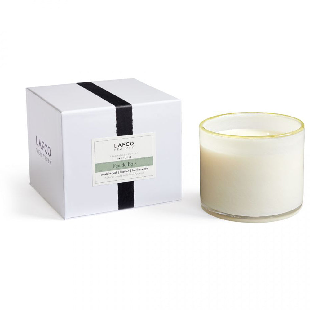LAFCO home decor 30oz Lafco White Ski House 3 Wick Feu De Bois Candle