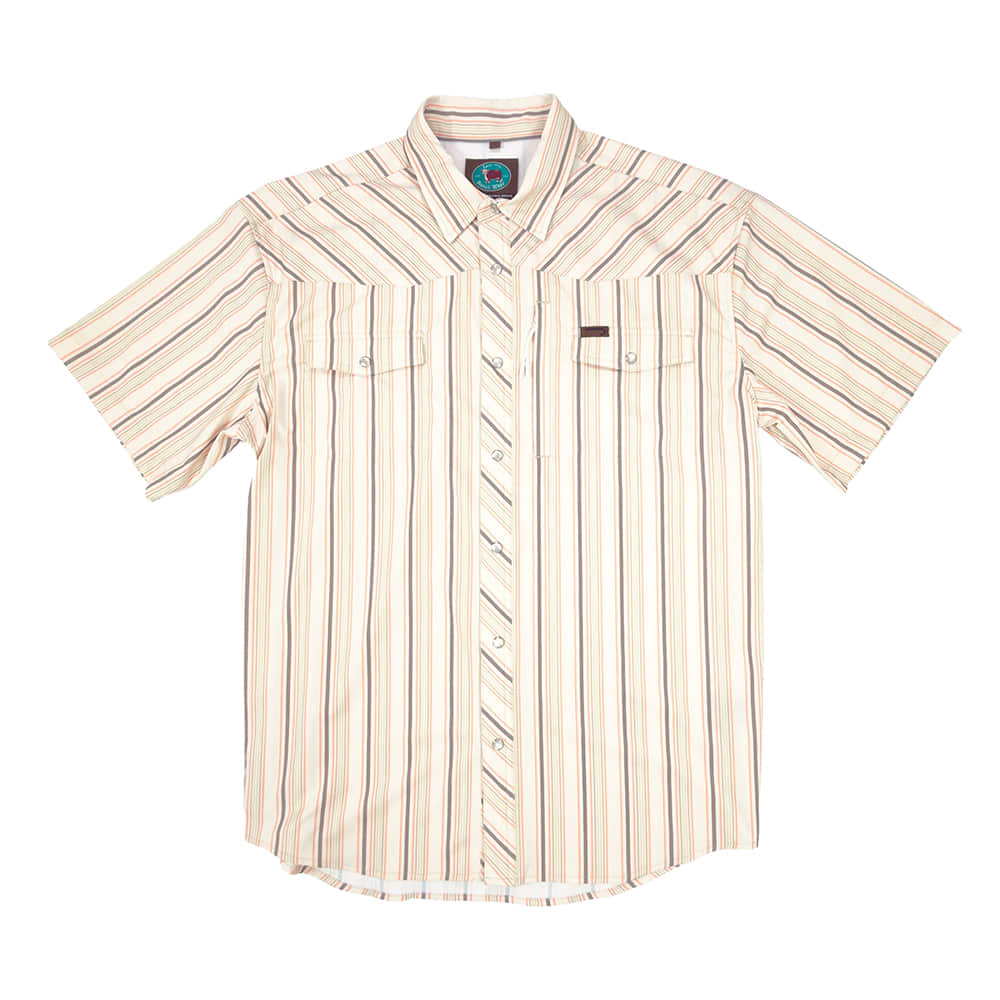 Lazy J Ranchwear Apparel Mens Lazy J Short Sleeve Performance Pearl Snap Stripe Shirt
