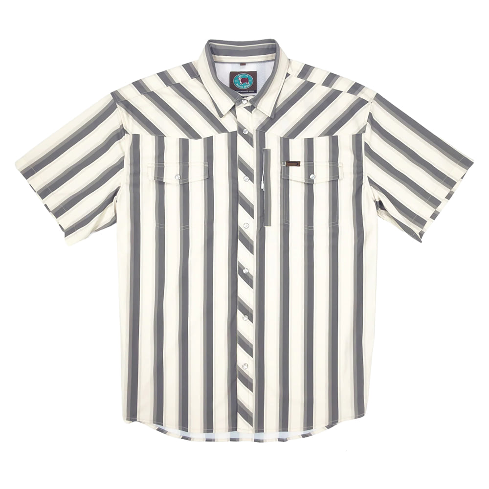Lazy J Ranchwear Apparel Mens Lazy J Short Sleeve Performance Pearl Snap Stripe Shirt