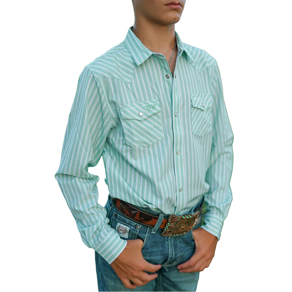 Legends and Mavericks Apparel CattlemanS CutWild Snap Stripe Performance Shirt