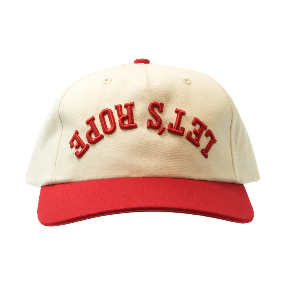 Let's Rope Hats Let's Rope 356 Cream and Red Cap with Upside Down and Backwards Let's Rope