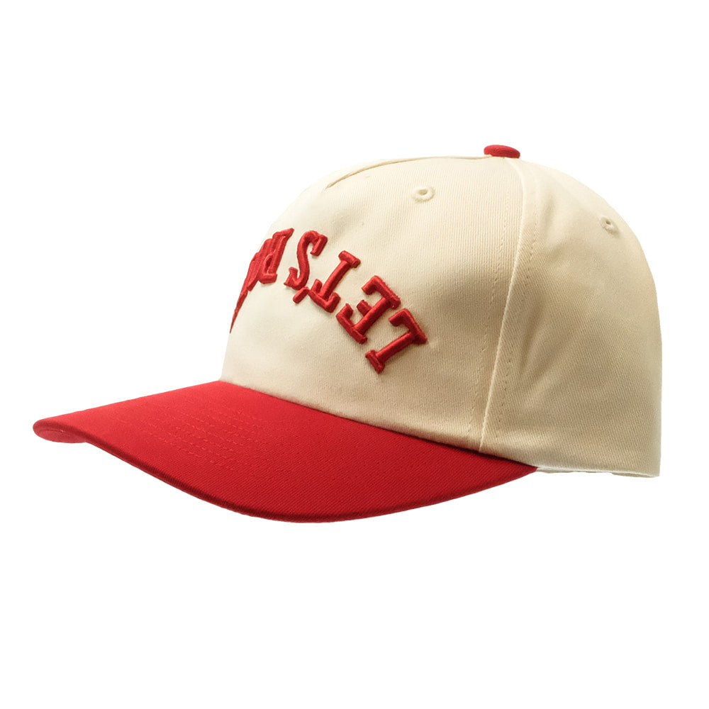 Let's Rope Hats Let's Rope 356 Cream and Red Cap with Upside Down and Backwards Let's Rope