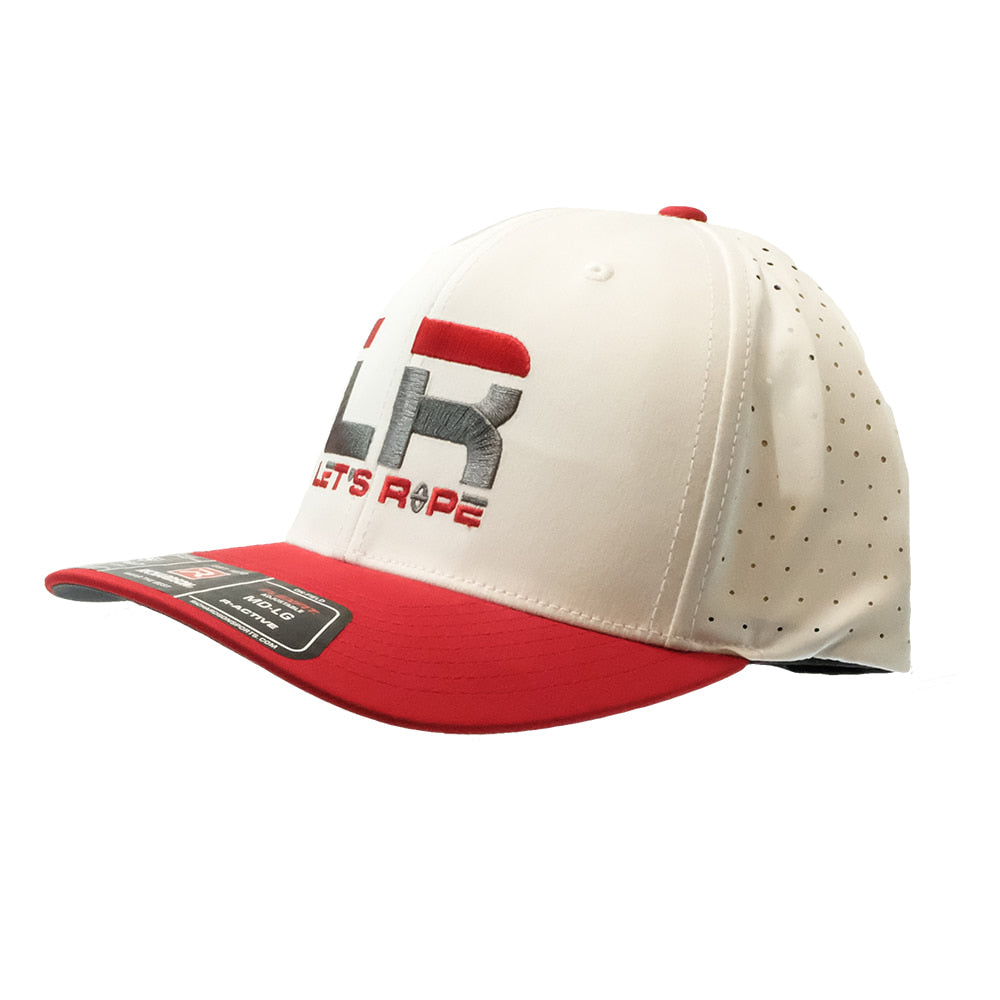 Let's Rope Hats Let's Rope 632 Cap in White and Red R-Flex with Let's Rope Logo