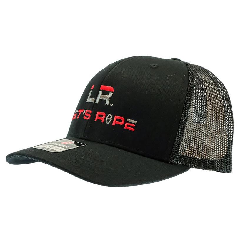 Let's Rope Hats OSFA / BLACK Let's Rope Red Black Logo Black Mesh Back Cap