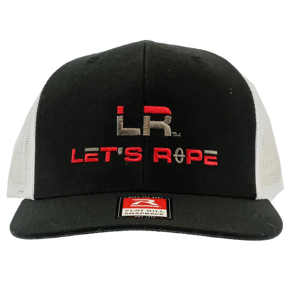 Let's Rope Hats OSFA / BLACK/WHITE Let's Rope Flat Bill Black and White Meshback Cap