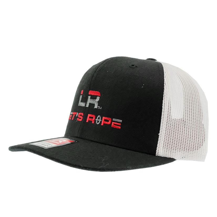 Let's Rope Hats OSFA / BLACK/WHITE Let's Rope Flat Bill Black and White Meshback Cap