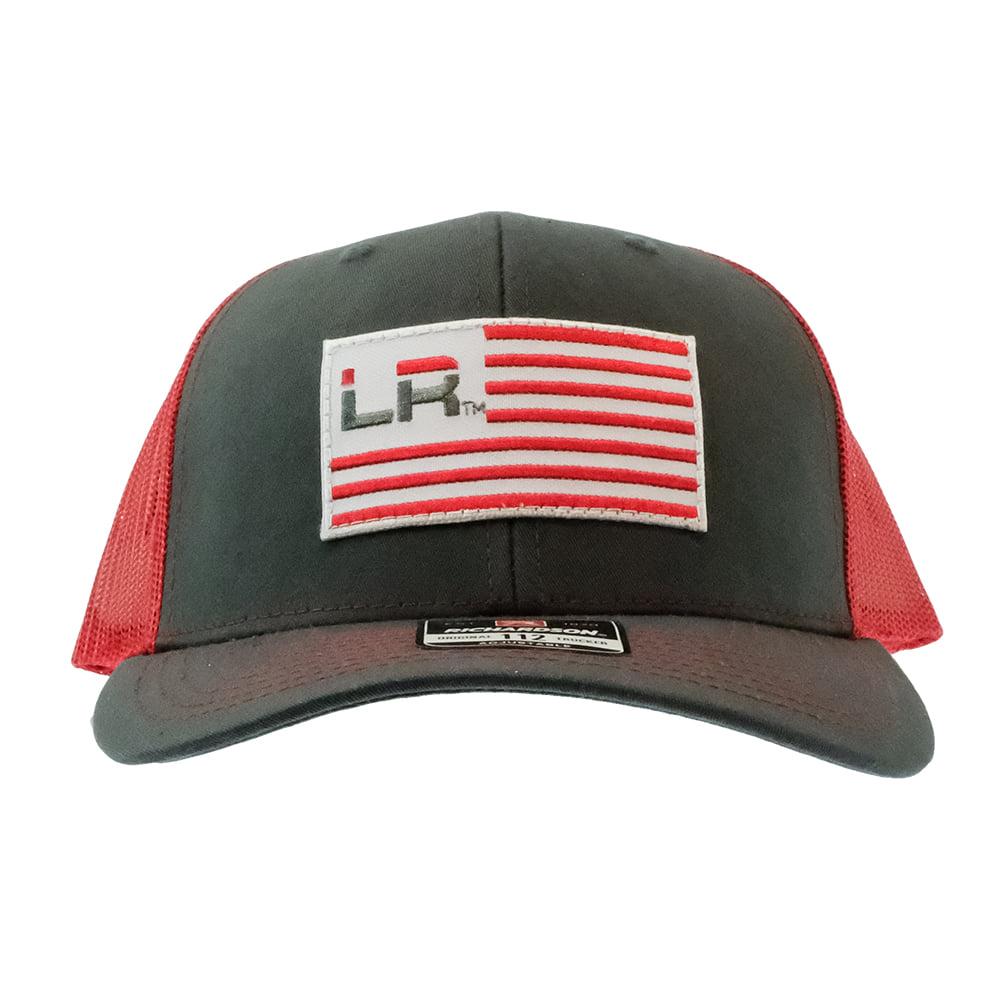 Let's Rope Hats OSFA / CHARCOAL/RED Let's Rope Charcoal And Red Flag Patch Cap