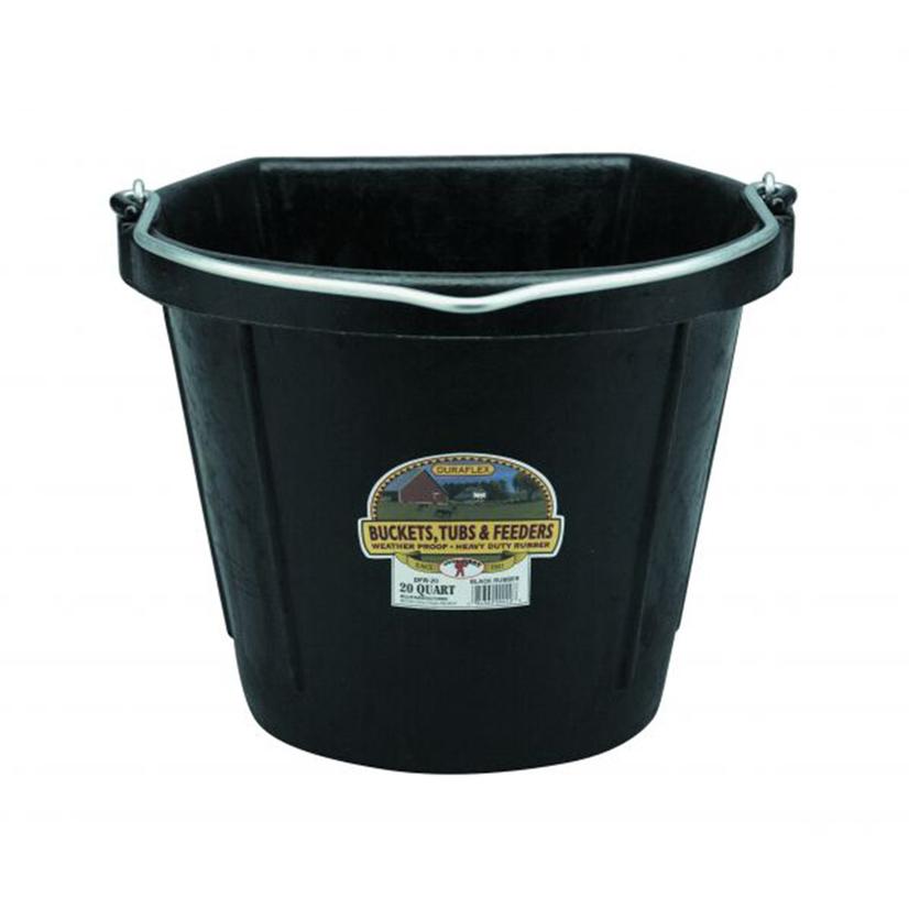Little Giant Supplies 20 Quart / Black Miller MFG. Flat Back Rubber Bucket 20 Qt.
