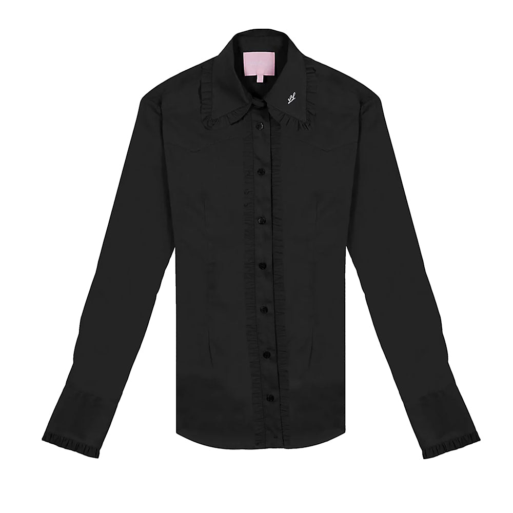 Little Lucille Apparel Little Lucille Black Betty Frill Long Sleeve Button Down Signature Fit Shirt