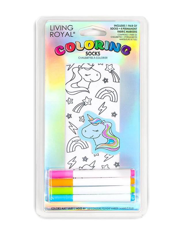 Living Royal Apparel White / OSFA Living Royal Unicorn Galaxy Coloring Socks In White