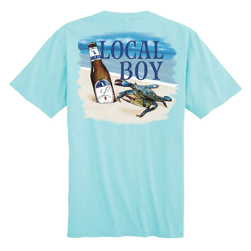 Local Boy Outfitters Apparel Local Boy Outfitters Men's Aqua Sandy Crab Short Sleeve Graphic Tee