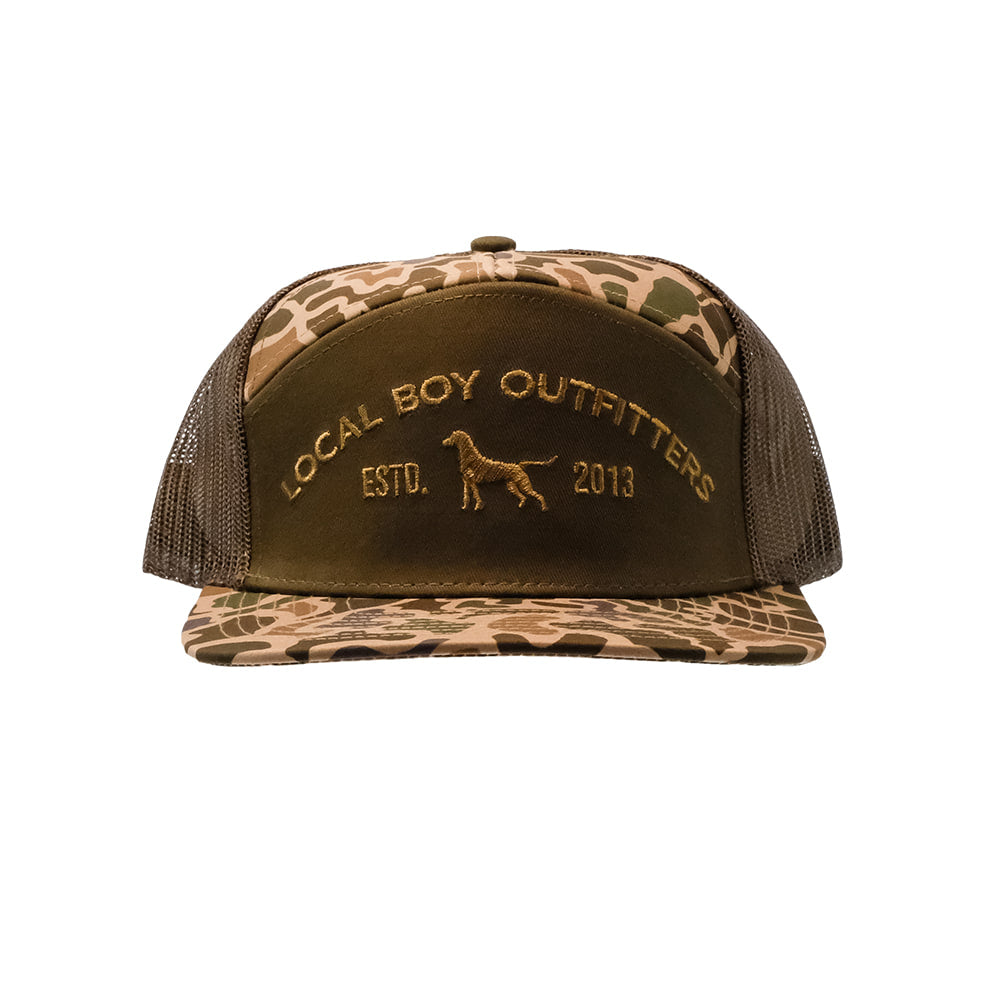 Local Boy Outfitters Hats Local Boy Outfitters Brown And Old School Camo Steady Gaze 7 Panel Cap