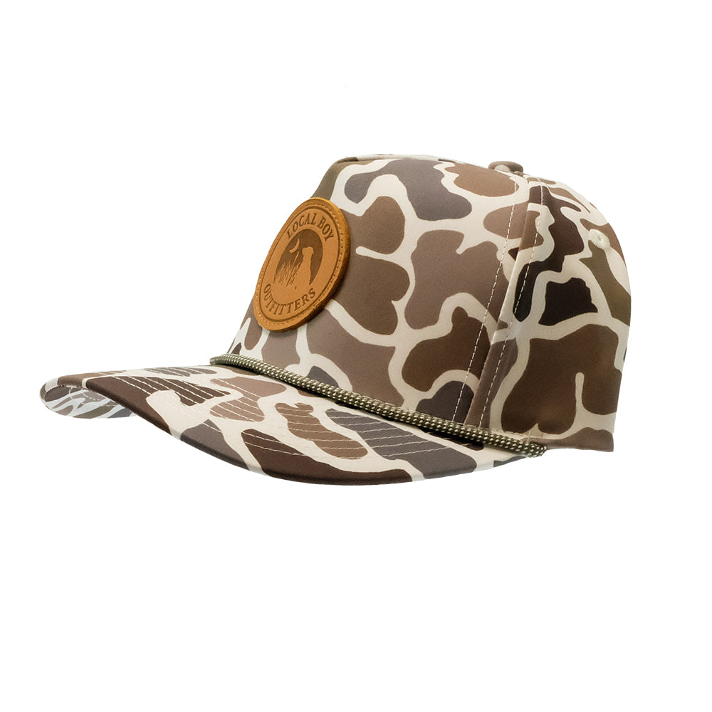 Local Boy Outfitters Hats Local Boy Outfitters Youth Leather Patch High Crown Camo Cap