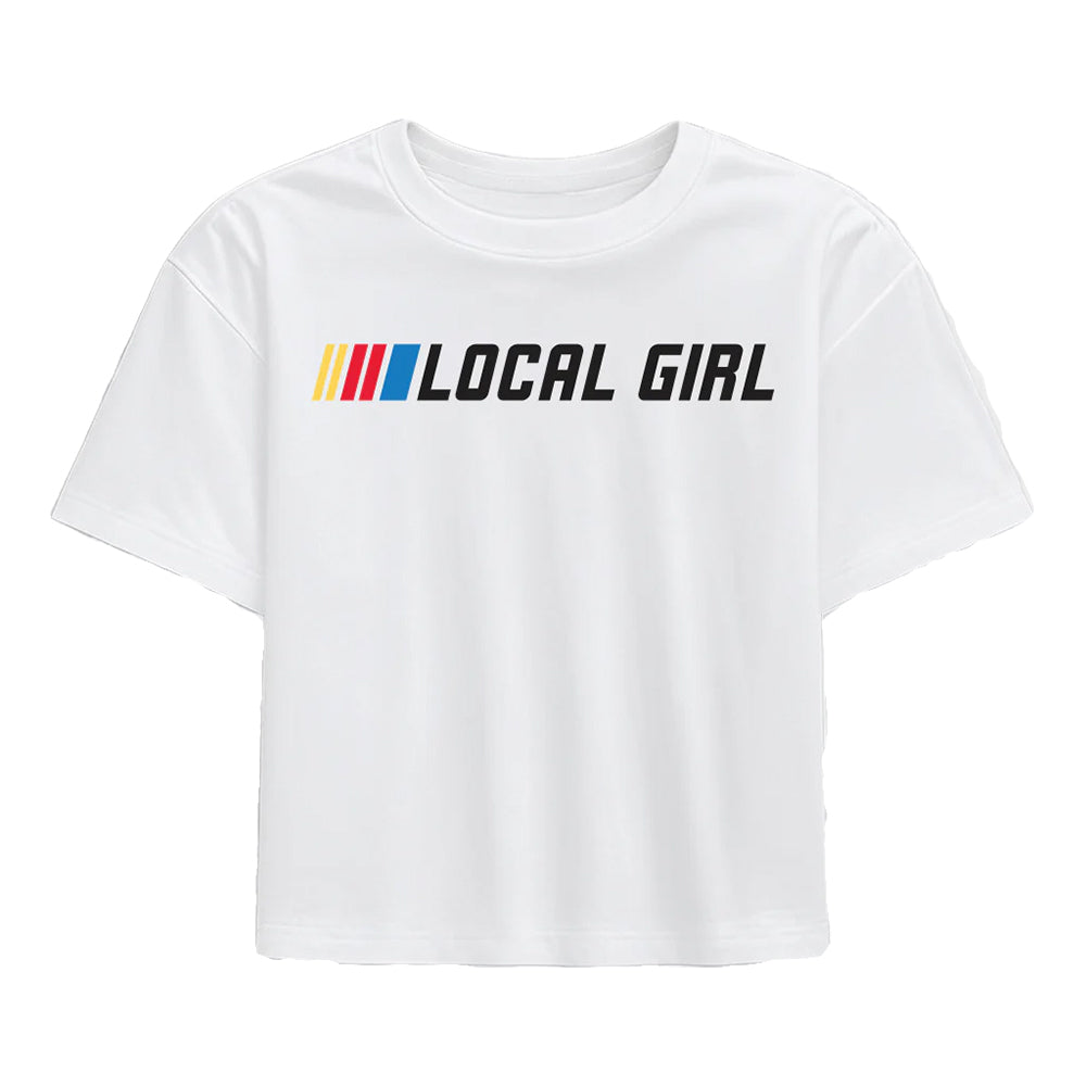 Local Girl Outfitters Apparel Local Girl Outfitters Women's White Fast Car Graphic Cropped Tee