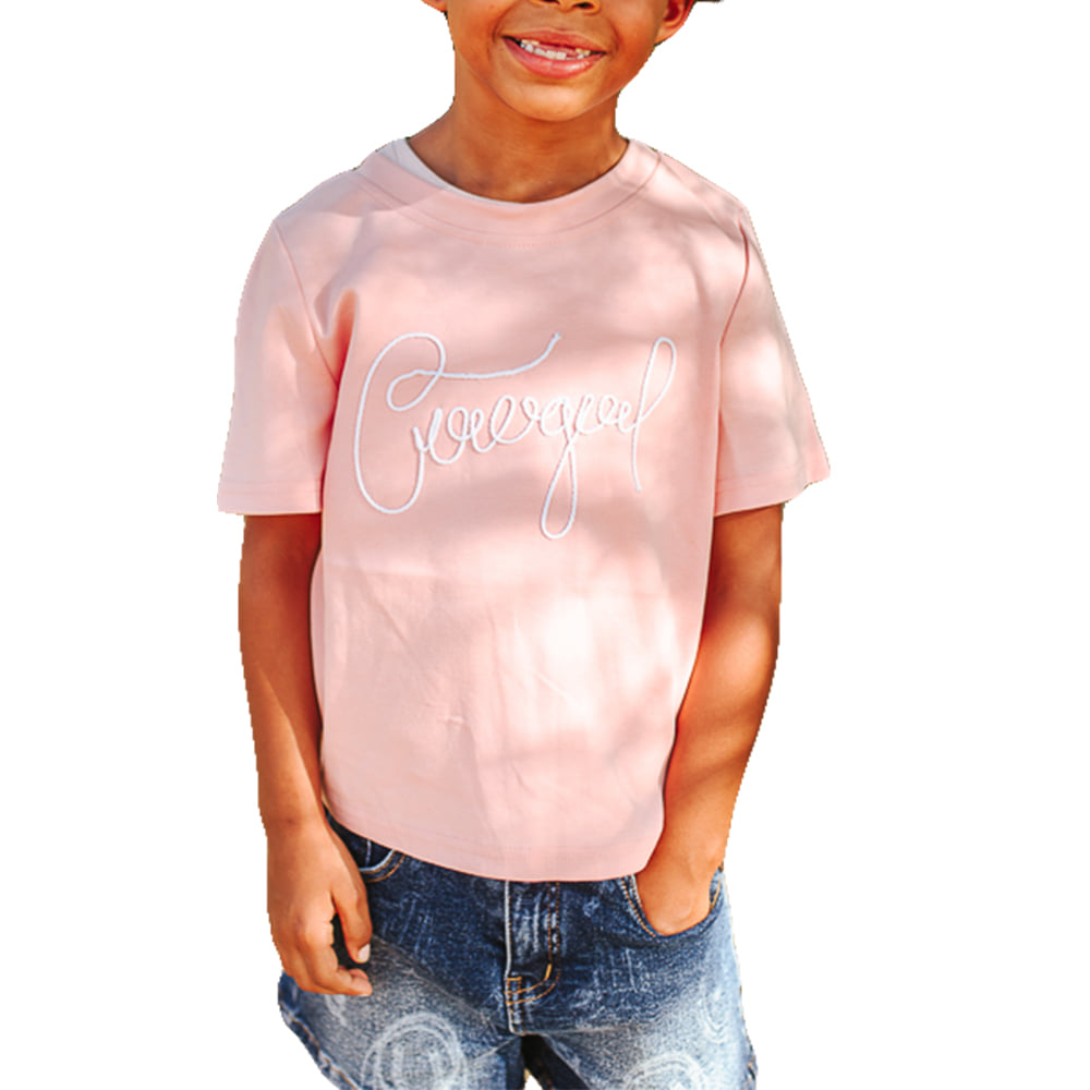 Lucky & Blessed Apparel Girls Pink Cowgirl Embroidered Top