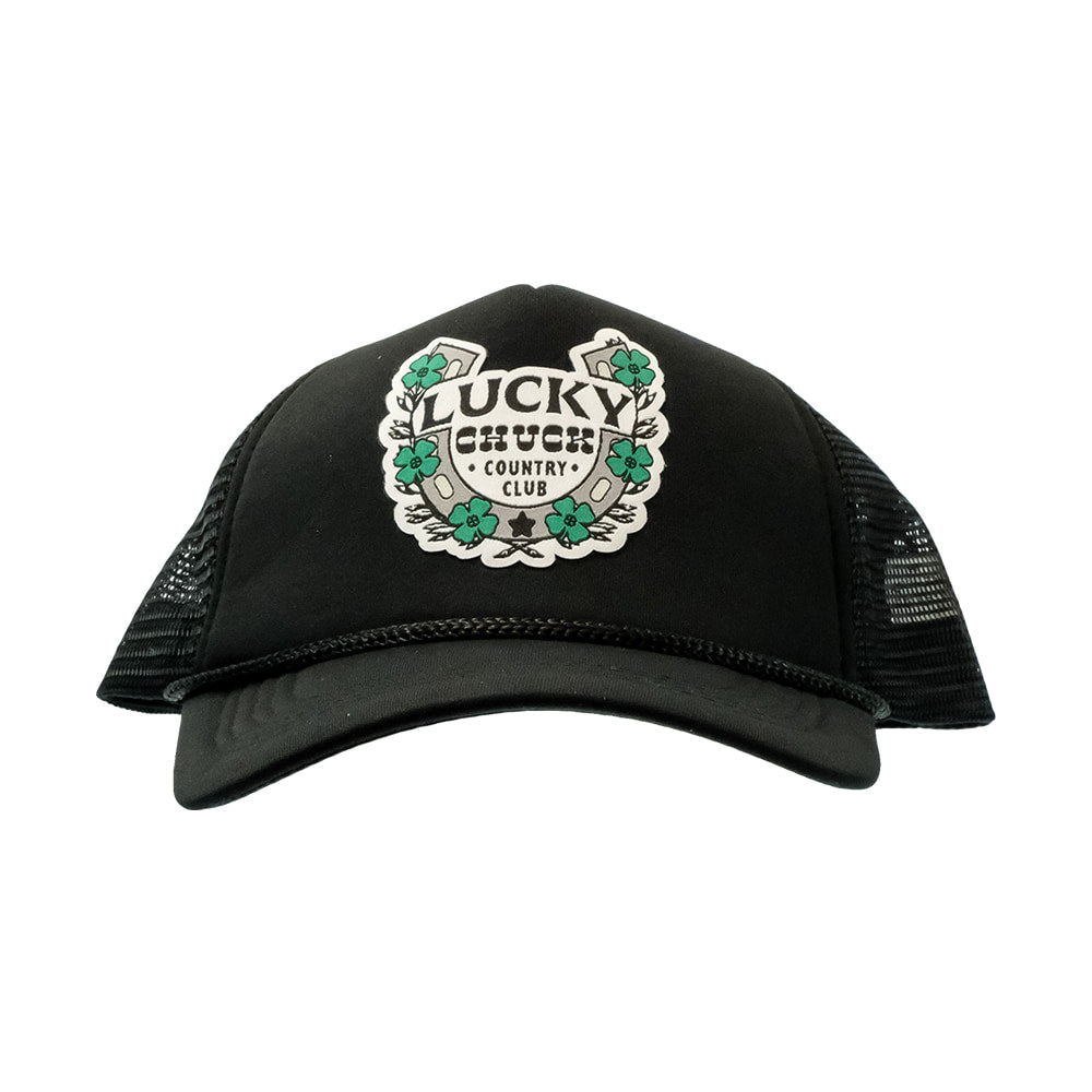 Lucky Chuck Hats Lucky Chuck Country Club Patch Foam Black Trucker Cap