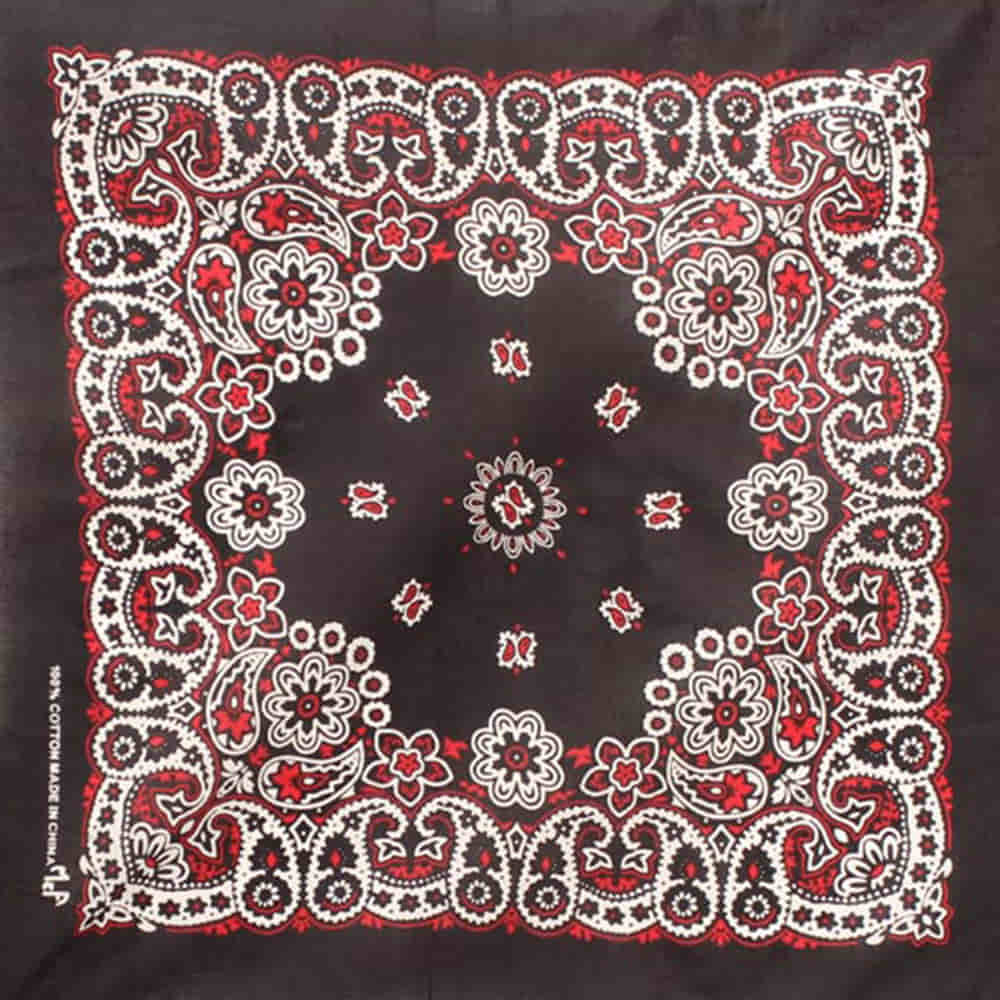 M & F Western Apparel 21"X21" / Black M&F Western Traditional Fashion Black and Red Bandana 21"x21"