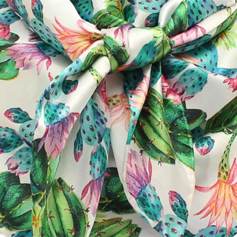 M & F Western Apparel White / 33"x33" Wild Rags Silk Floral and Cactus 33x33