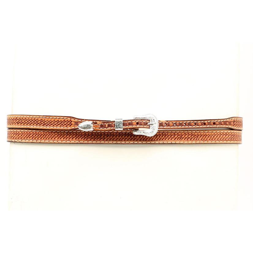 M & F Western Hats Embossed Leather Basket Weave Hatband