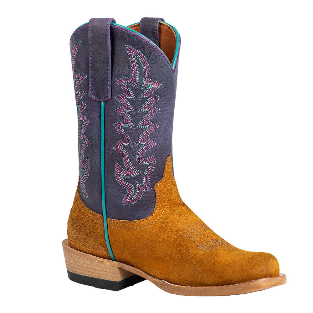 Macie Bean Footwear Maci Bean Girl's Tan Rough Out with Purple Shaft Boot
