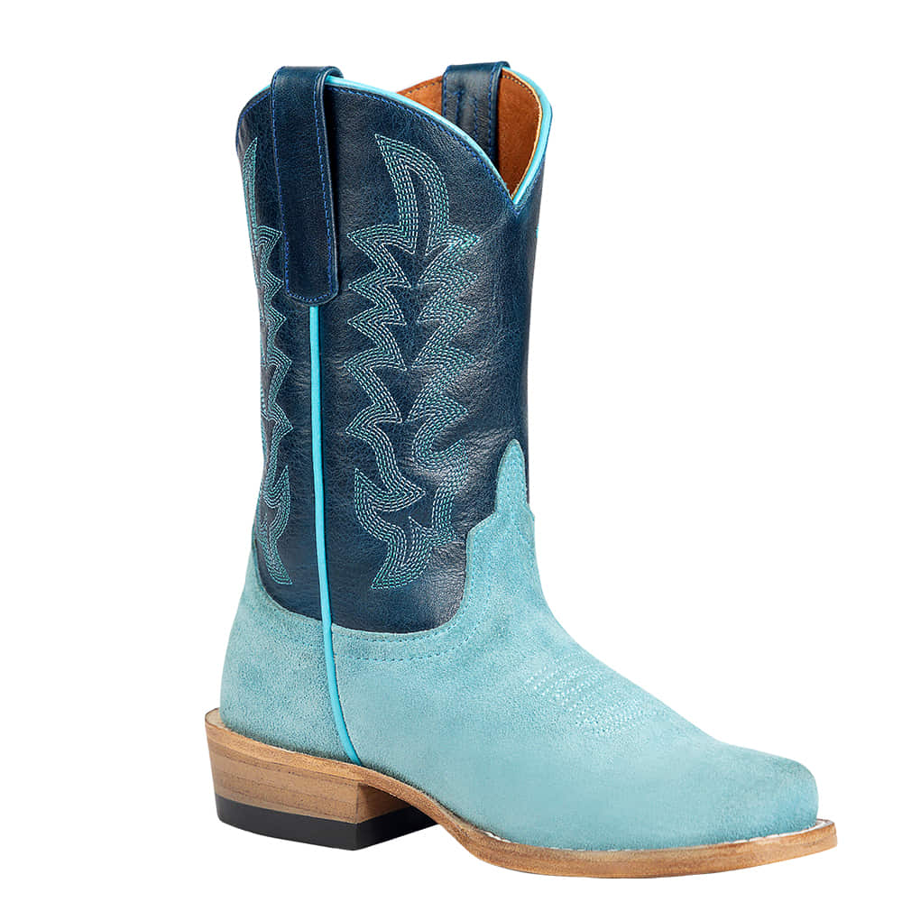 Macie Bean Kids Footwear Macie Bean Kids Girl's Blue on Blue Rough Out Cowboy Boot