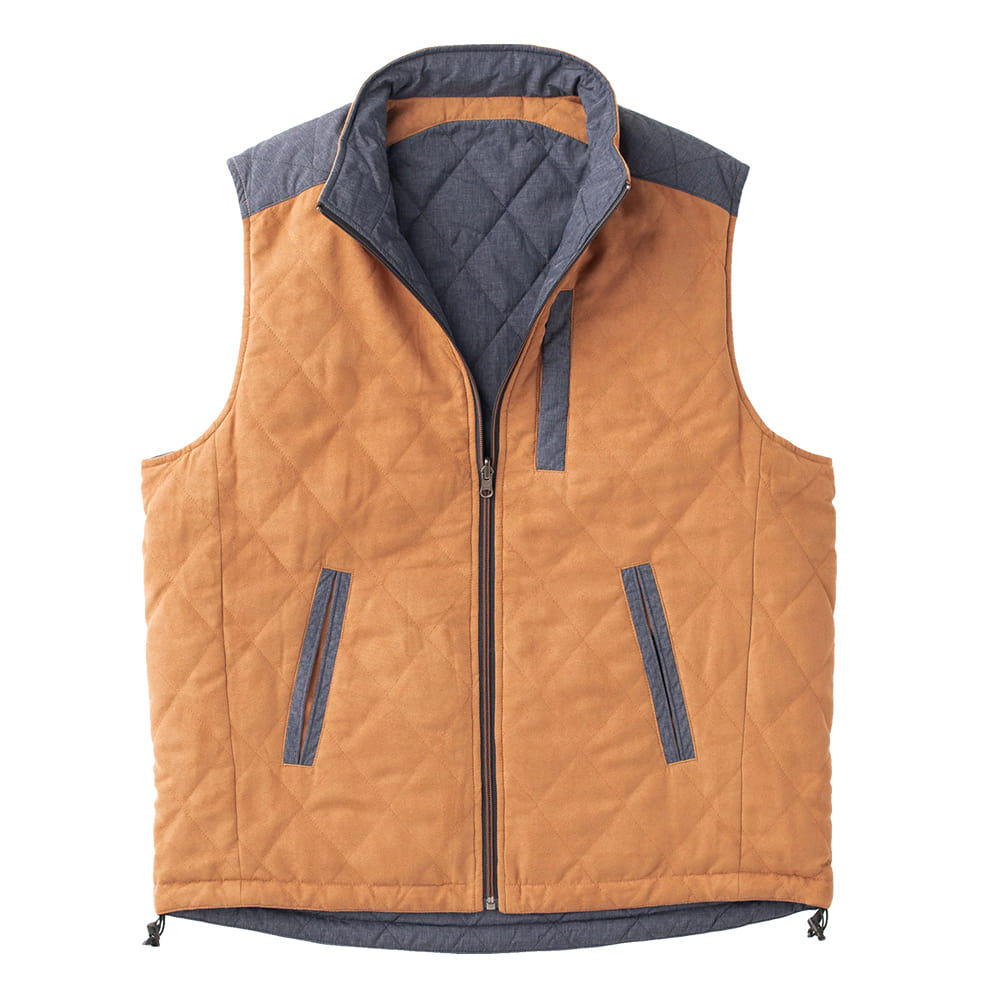 Madison Creek Outfitters Apparel Madison Creek Outfitters Men's High Point Reversible Vest in Whiskey and Blue
