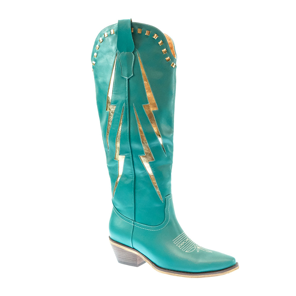 Marfa Boots Co Footwear Marfa Boot Co Women's Lainey Lightning Bolt Turquoise Fashion Boots