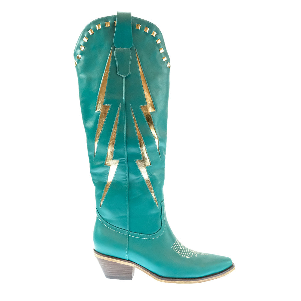 Marfa Boots Co Footwear Marfa Boot Co Women's Lainey Lightning Bolt Turquoise Fashion Boots