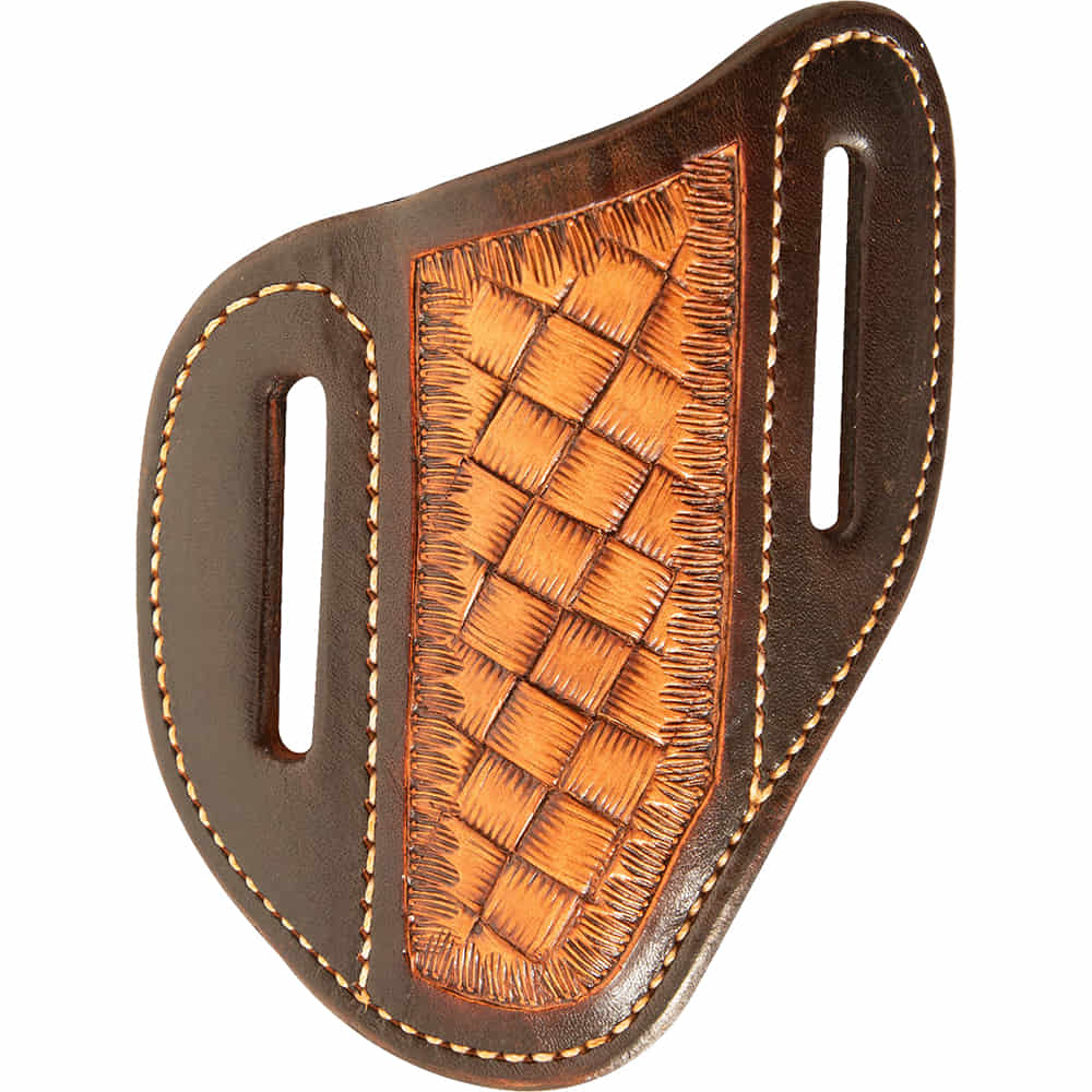 Martin Saddlery Knife Sheath Martin Saddlery Natural With Mini Coarse Weave Tool And Dark Framed Edges Large