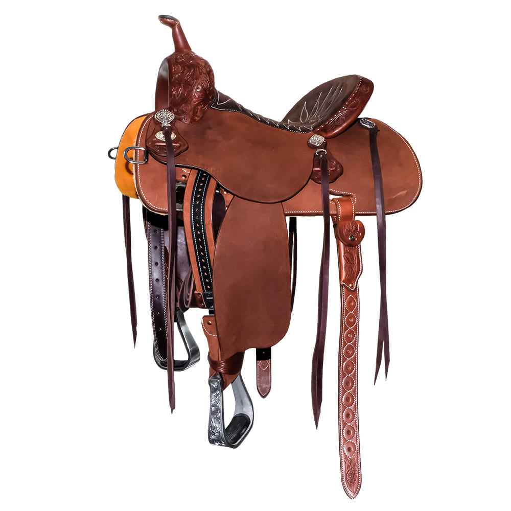 Martin Saddlery Saddles 14.5" Martin Saddlery 71 Stingray 14.5" Chestnut Eighth Desert Flower Tool Barrel Racing Saddle
