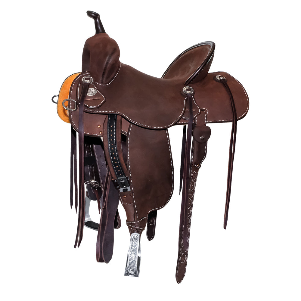 Martin Saddlery Saddles 14.5" Martin Saddlery 71 Stingray 14.5" Chocolate Rough Out Barrel Saddle