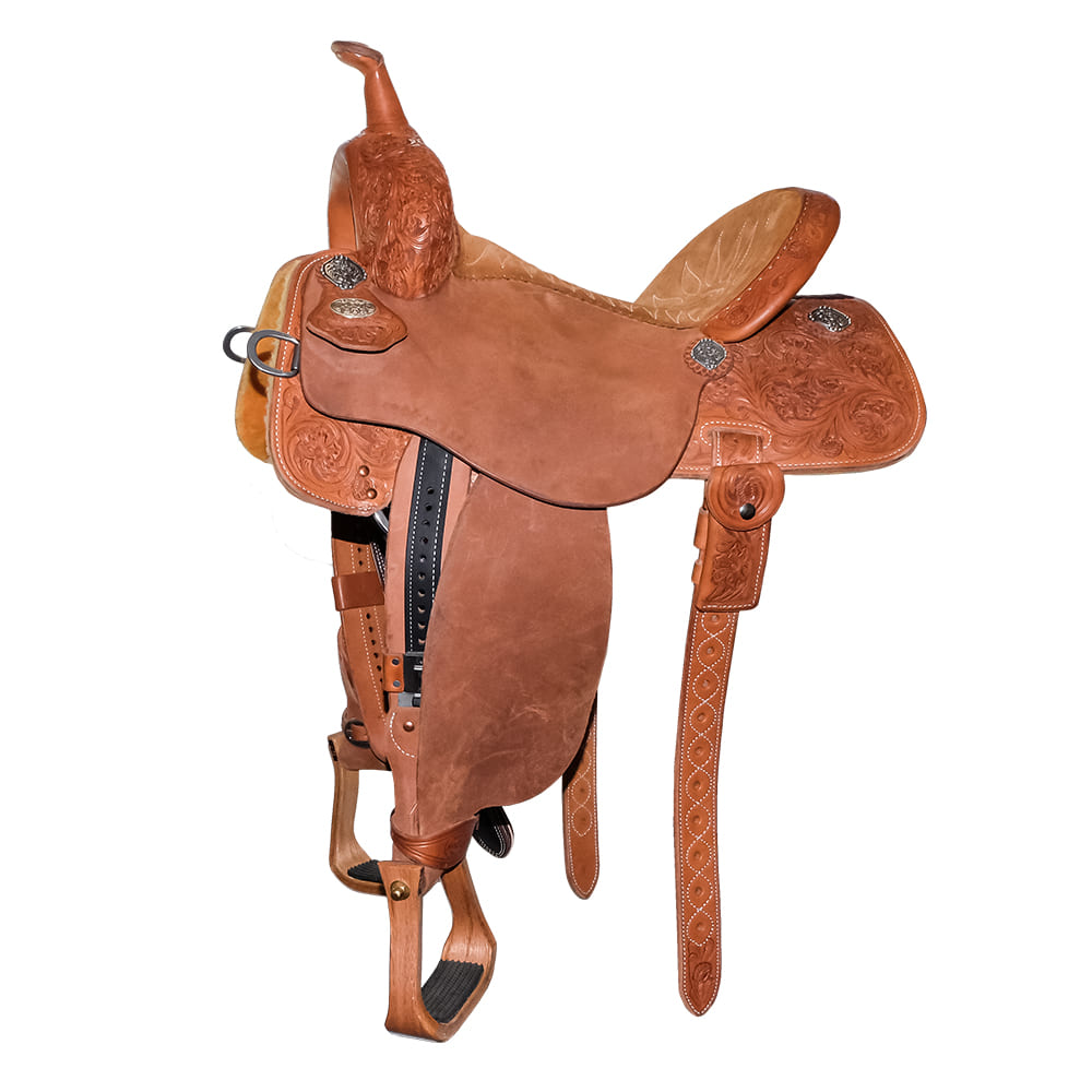 Martin Saddlery Saddles 14" Martin Saddlery 66 BTR 14" Natural Half Alpine Flower Tool Barrel Saddle