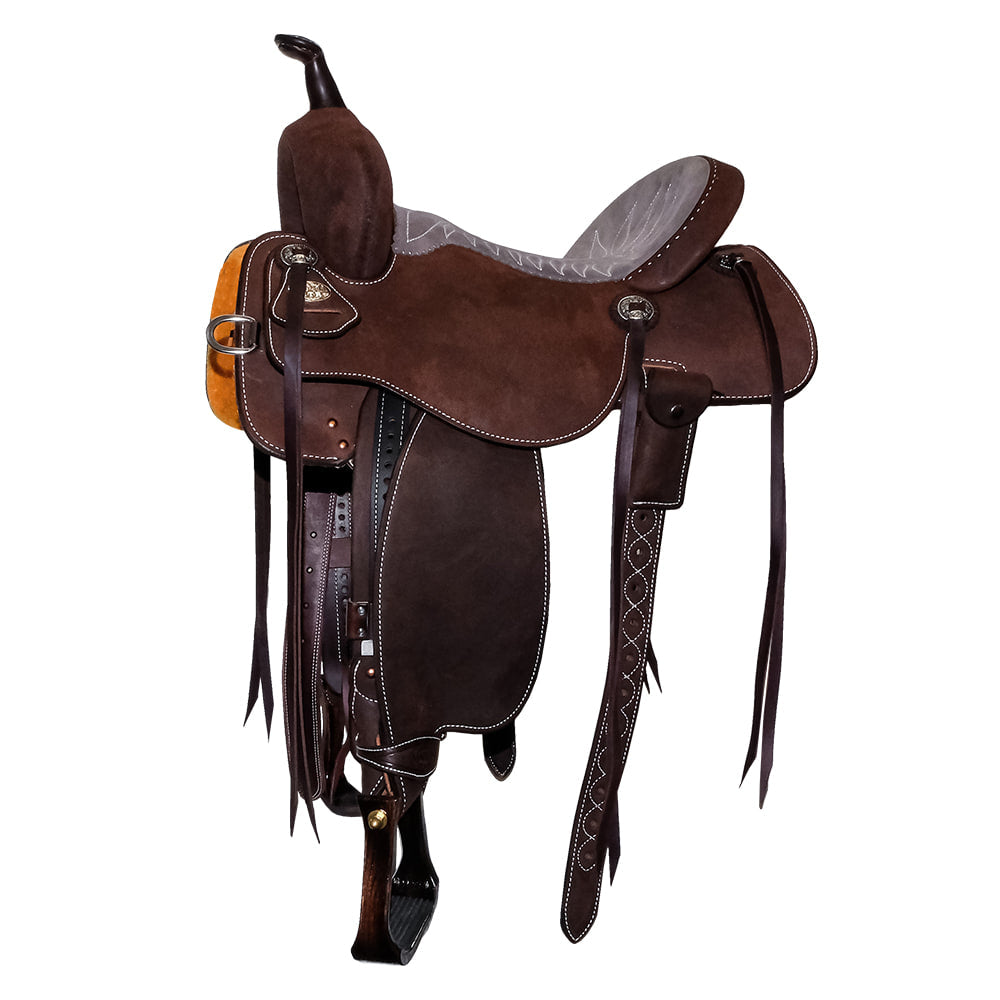 Martin Saddlery Saddles Martin Saddlery 66 BTR 14" Full Chocolate Rough Out Barrel Saddle