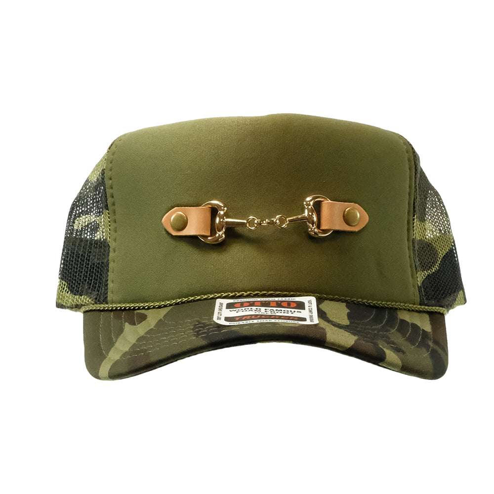 McIntire Saddlery Hats McIntire Saddlery Gold Metal Snaffle Bit with Camo Foam Trucker Cap