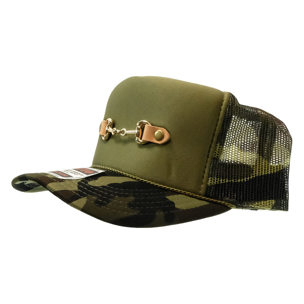 McIntire Saddlery Hats McIntire Saddlery Gold Metal Snaffle Bit with Camo Foam Trucker Cap