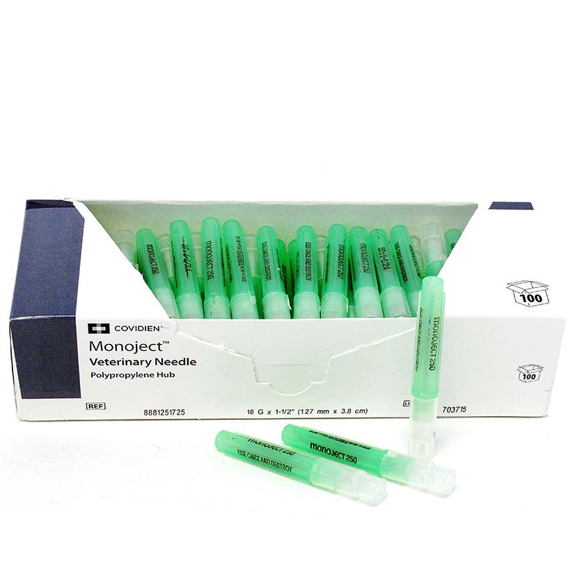 Monoject Supplies 18GX1 1/2 Monoject 400 Plastic Hub Needles - 100 Per Box