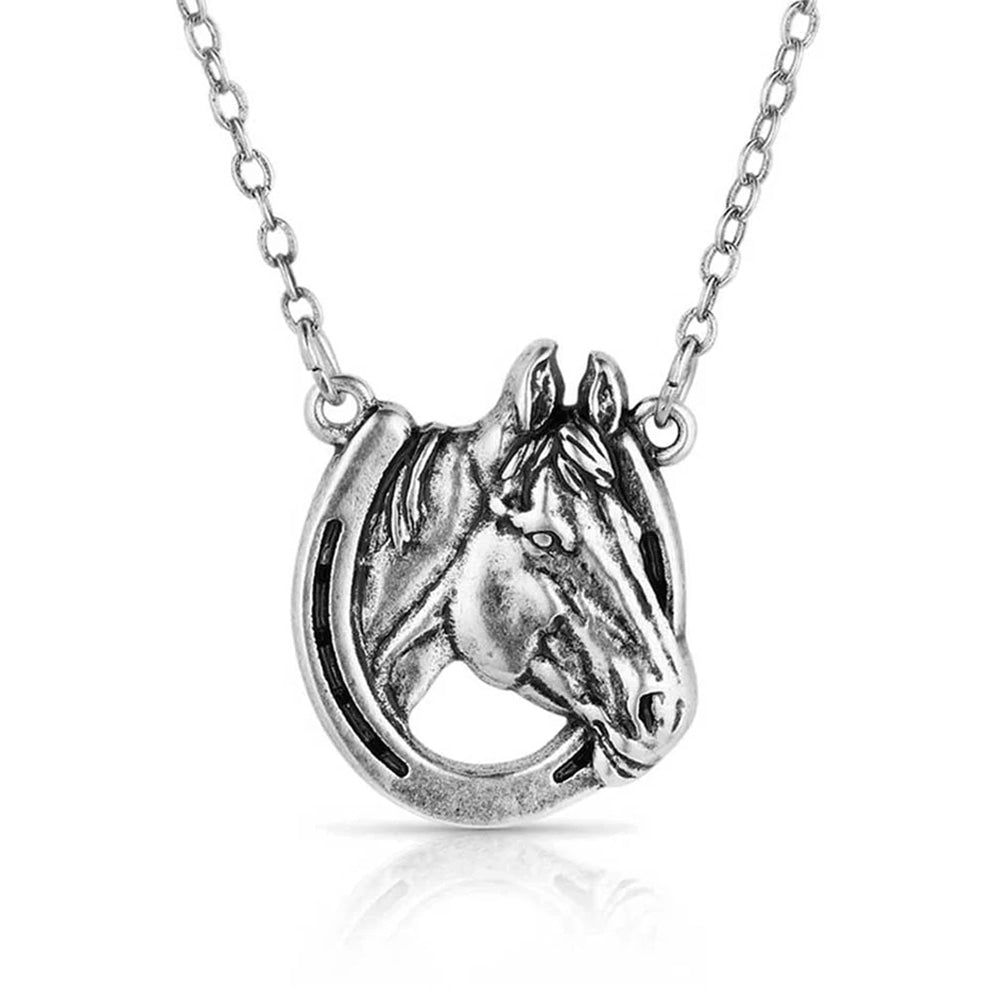 Montana Silversmiths Jewelry 19 Inch Montana Silversmiths Lucky Horse Head Horseshoe Necklace