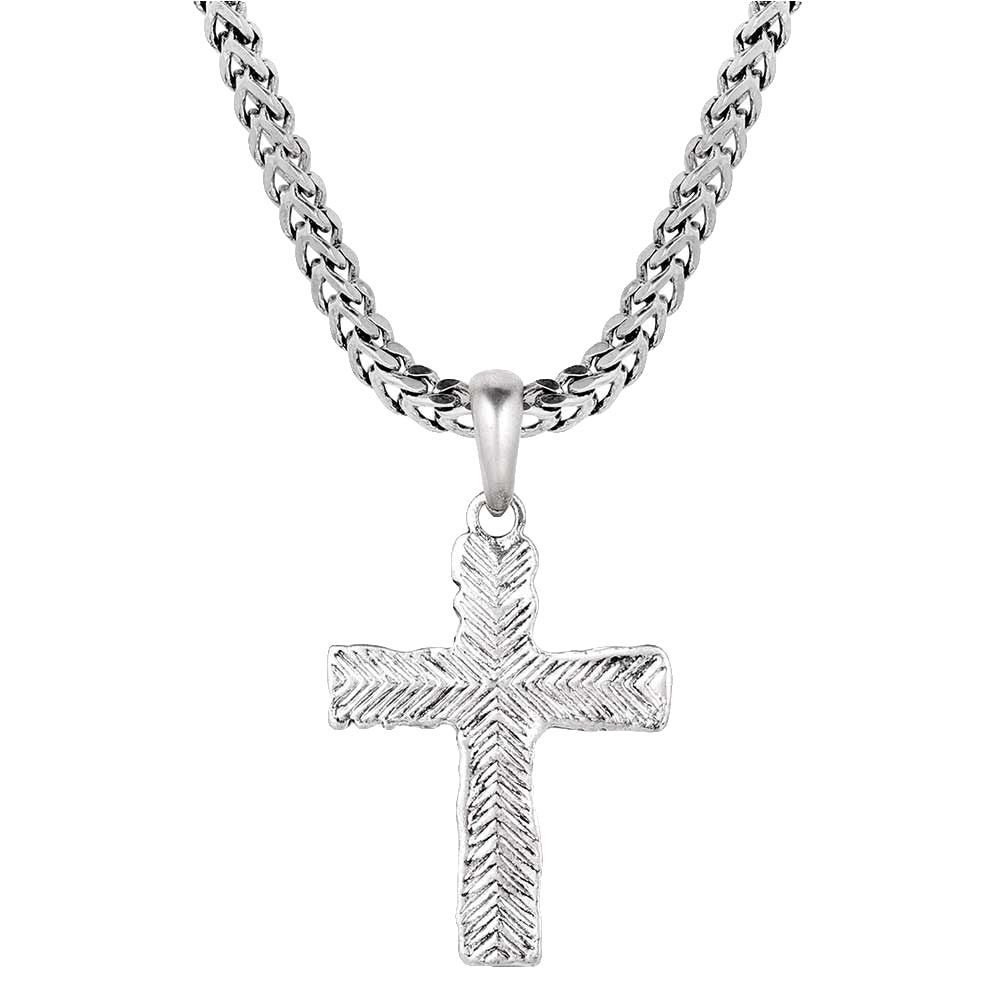 Montana Silversmiths Jewelry 24 Inch Montana Silversmiths Roughstock Cross Men's Necklace