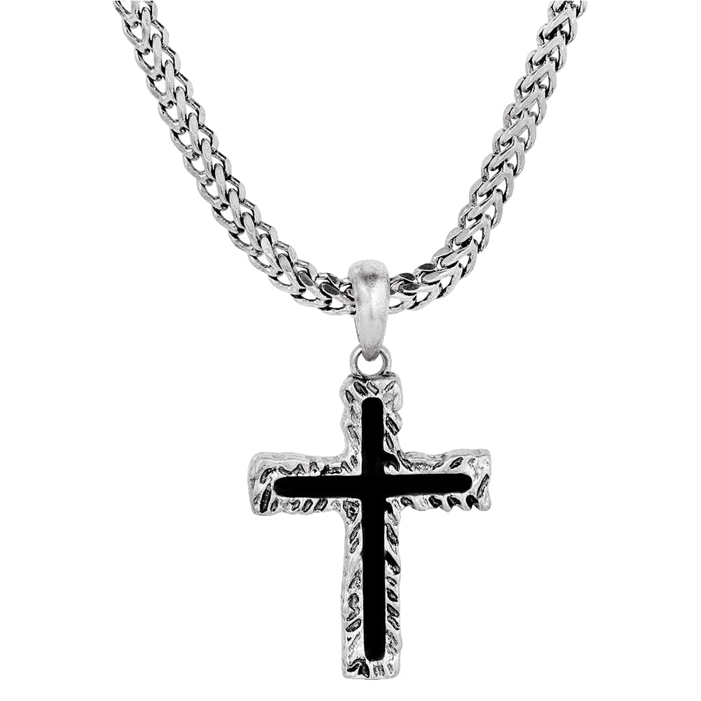 Montana Silversmiths Jewelry 24 Inch Montana Silversmiths Roughstock Cross Men's Necklace