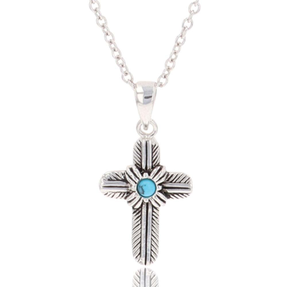 Montana Silversmiths Jewelry Montana Silversmiths Feathered Cross Turquoise Necklace
