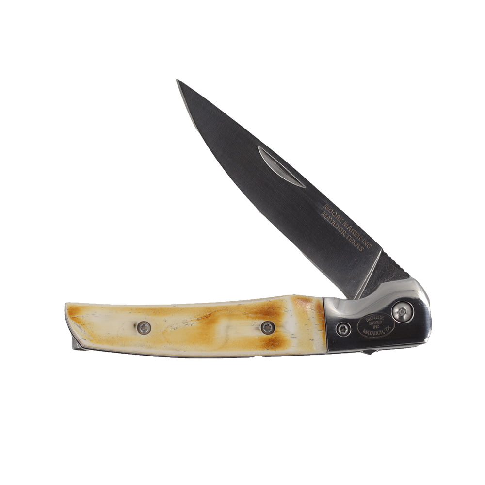 Moore Maker Knives Moore Maker Torched Bone Easy Open Lock Clip Knife