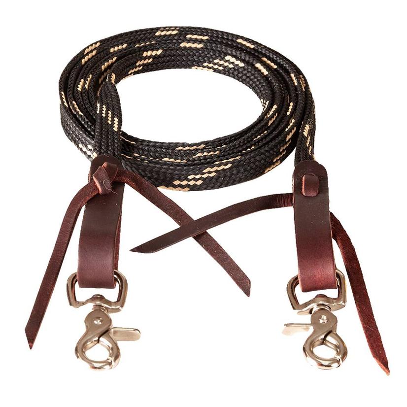 Mustang Tack 8' / DJ_BL/TAN Flat Waxed Roping Rein