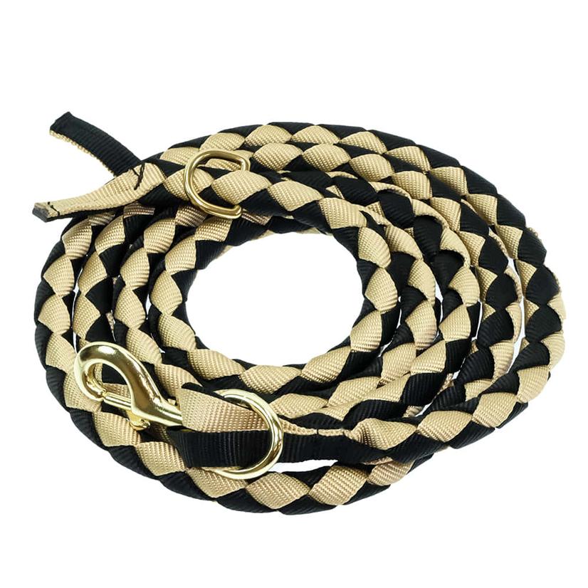 Mustang Tack 9' / Black/Tan Mustang Braided 9 Ft Loping Lead
