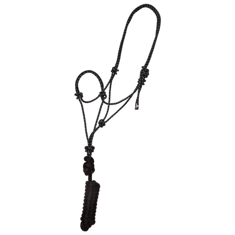 Mustang Tack Black/Baby Blue Mustang Economy Mountain Rope Halter with Lead