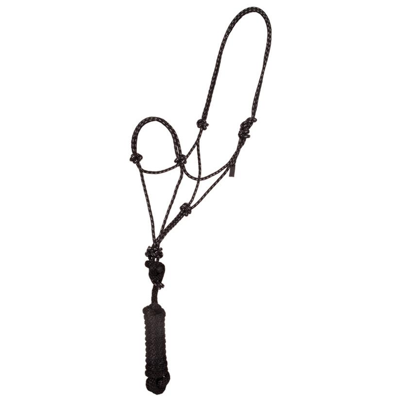 Mustang Tack Black/White Mustang Economy Mountain Rope Halter with Lead