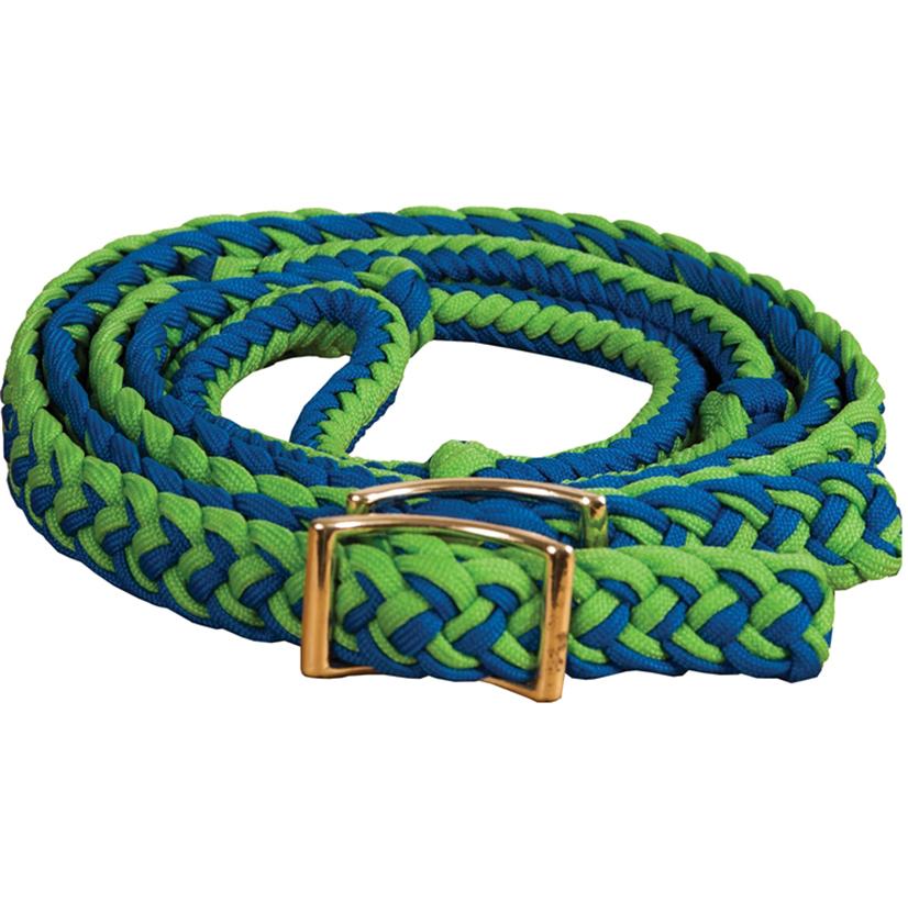 Mustang Tack Blue/Lime Green / 8' Mustang Braided Barrel Racing Rein